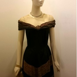 1950's Silk and Lace Black Ball Gown
