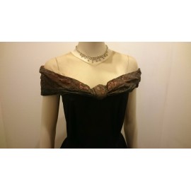 1950's Silk and Lace Black Ball Gown