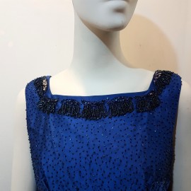 1960's Blue Beaded Party Dress