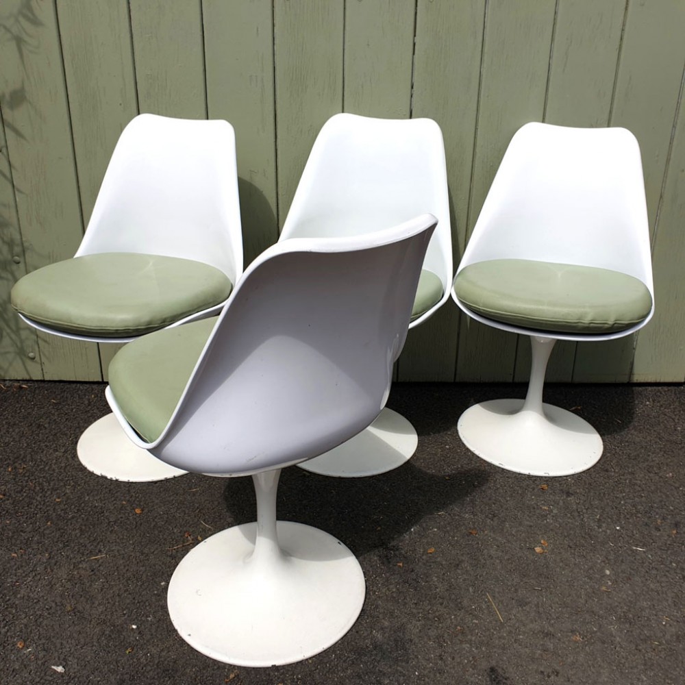 Vintage Saarinen Style White Tulip Chairs