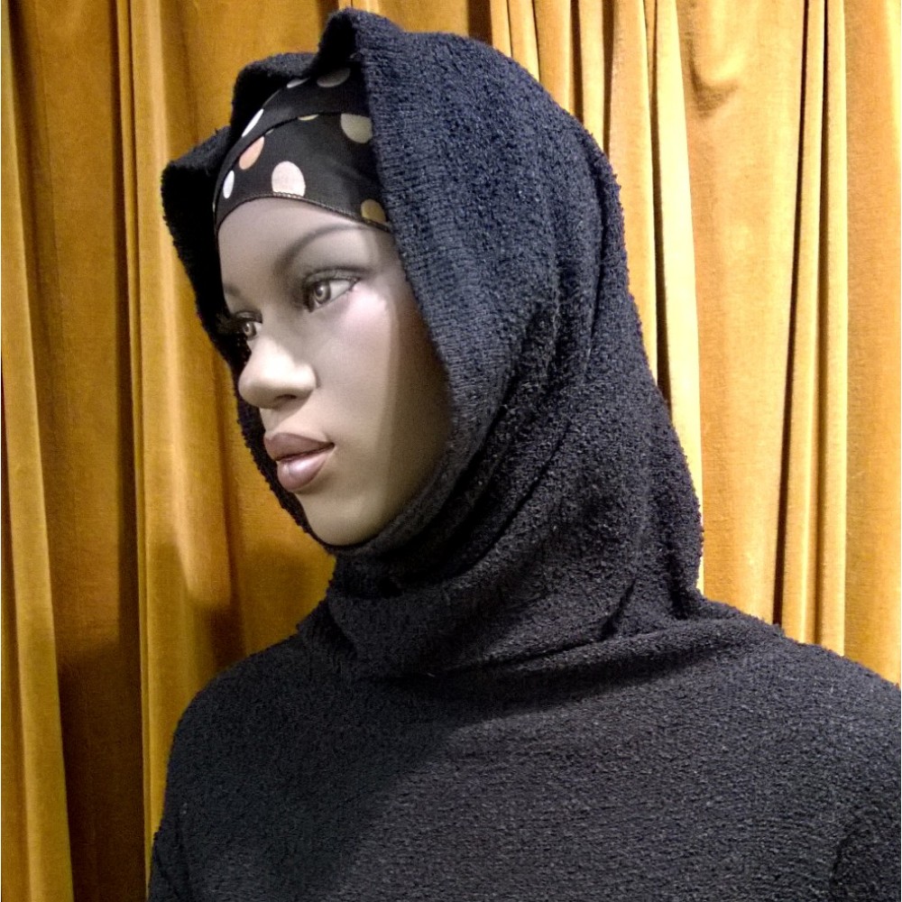 Black 1980's Adwokat Paris Hooded Dress- Grace Jones Style!
