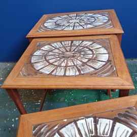 Danish Teak Nesting Tables With Tiles