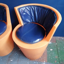 Pair of 1990's Tom Dixon Orange Tub Chairs