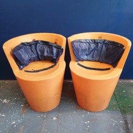 Pair of 1990's Tom Dixon Orange Tub Chairs