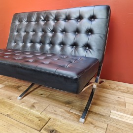 Black Barcelona Style Two Seater Sofa
