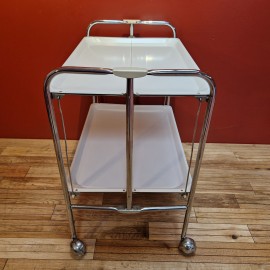 Vintage White Metal Folding Trolley