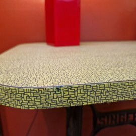 Yellow 1960's Table with Sewing Machine Base