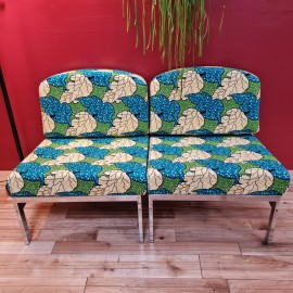 African Print Steel Framed Chairs