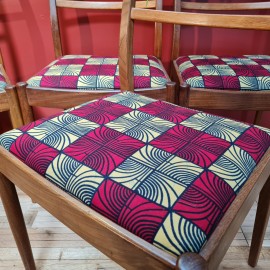 G-Plan Set of 4 African Print Dining Chairs