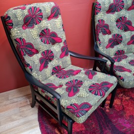 Pair  of African Print Parker Knoll Lounge Chairs