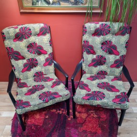 Pair  of African Print Parker Knoll Lounge Chairs