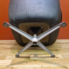 1960's Scandi Black Vinyl Swivel Chair