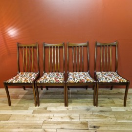 Set Of Four Mid Century Teak Dining Chairs