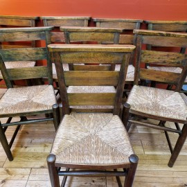 Set Of 8 Antique Chapel Chairs