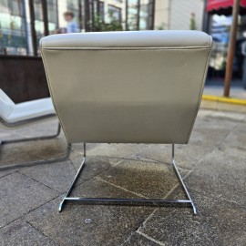 1960's White Leather Poul Norreklit Cantilever Chairs
