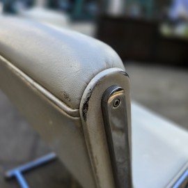 1960's White Leather Poul Norreklit Cantilever Chairs