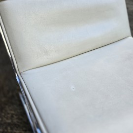 1960's White Leather Poul Norreklit Cantilever Chairs