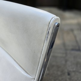 1960's White Leather Poul Norreklit Cantilever Chairs