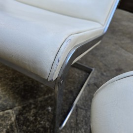 1960's White Leather Poul Norreklit Cantilever Chairs