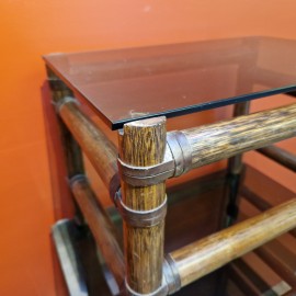 Glass Topped Nest of Bamboo Tables