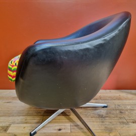 Vintage Black Vinyl Swivel Chair