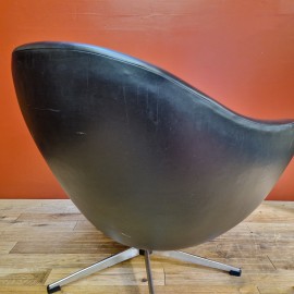 Vintage Black Vinyl Swivel Chair