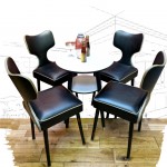 1950s Harold Fieldman Black Pub Chairs and Table