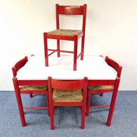 1970s Magistretti Carimate Red Lacquer Dining Room Set