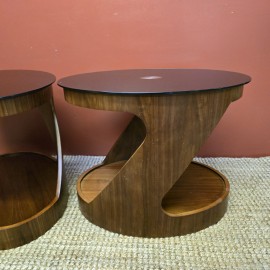 Pair of Jual Walnut Lamp Tables 