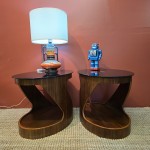 Pair of Jual Walnut Lamp Tables 