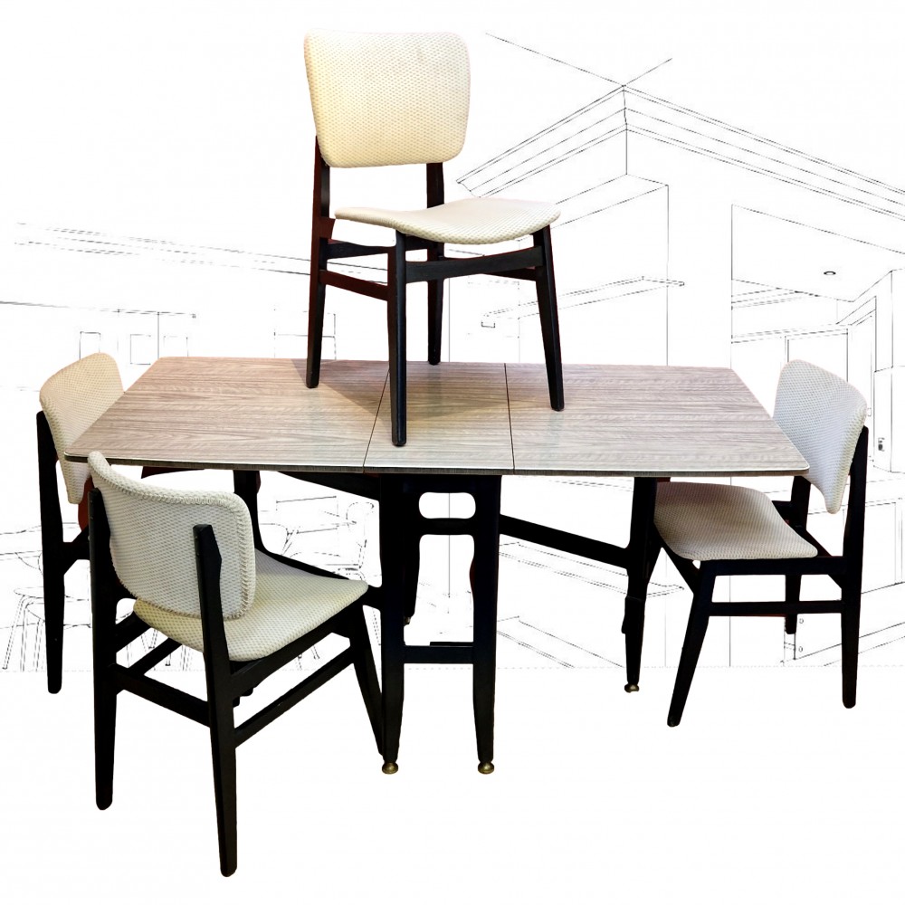 Double Extending Formica Dining Table And Chairs