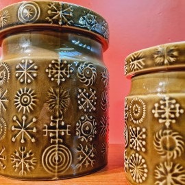 1960's Portmeirion Green Totem Storage Jars  
