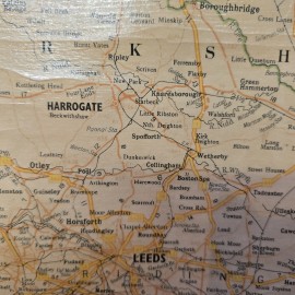 Huge 1960s Road Map of England