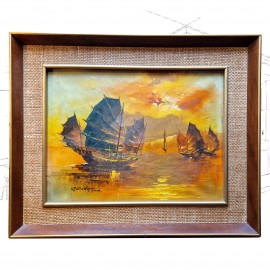 Vintage Hong Kong Harbour Painting