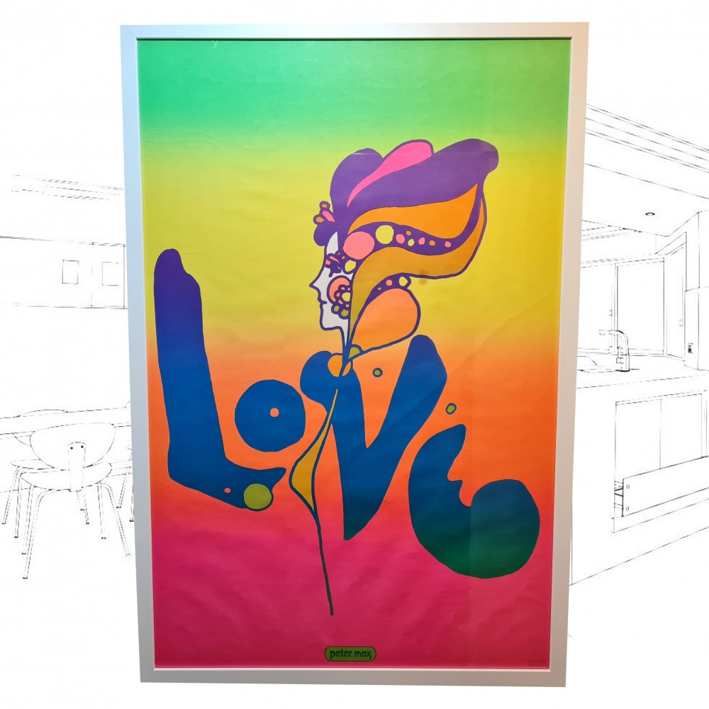 Original 1960's Framed Love Poster by Peter Max