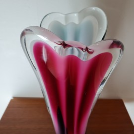 1959 Flygsford Pink And Green Coquille Glass