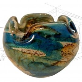 Mdina 'Sea and Sand' Turquoise Glass Bowl