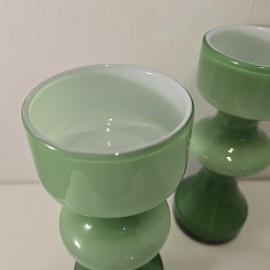 1960's Pair of Scandinavian Green Glass Vases 