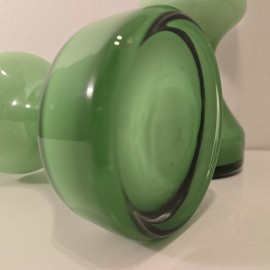 1960's Pair of Scandinavian Green Glass Vases 