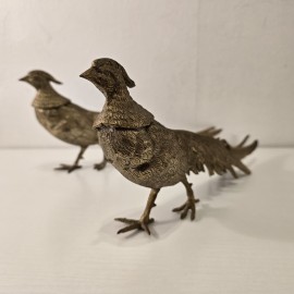 Pair of Mid-Century Brass Pheasants 
