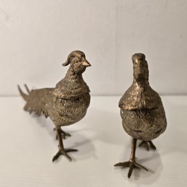 Pair of Mid-Century Brass Pheasants 