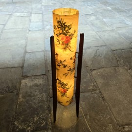 Retro 1970s Fibreglass Rocket Lamp with Floral Shade