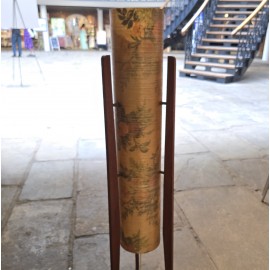 Retro 1970s Fibreglass Rocket Lamp with Floral Shade