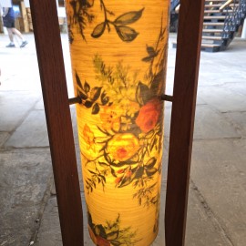 Retro 1970s Fibreglass Rocket Lamp with Floral Shade