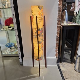 Retro 1970s Fibreglass Rocket Lamp with Floral Shade