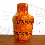 1960's Walter Gerdhards Orange Lava Vase 