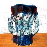 Vallouris Blue Lava Glaze Jug Vase