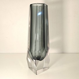 1960s Flavio Poli Murano Sommerso Facetted Vase