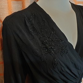 1940's Black Crepe Evening Dress
