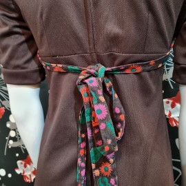 1970's Short Sleeved Brown Maxi Dress